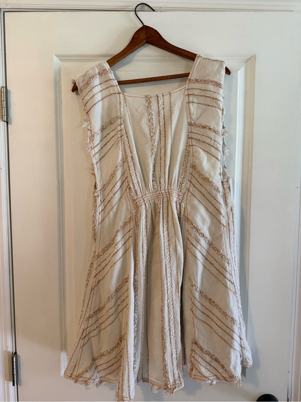 Free People Cactus Flower Mini Dress Boho Embroidered Mini Dress Cream Large - Picture 7 of 7
